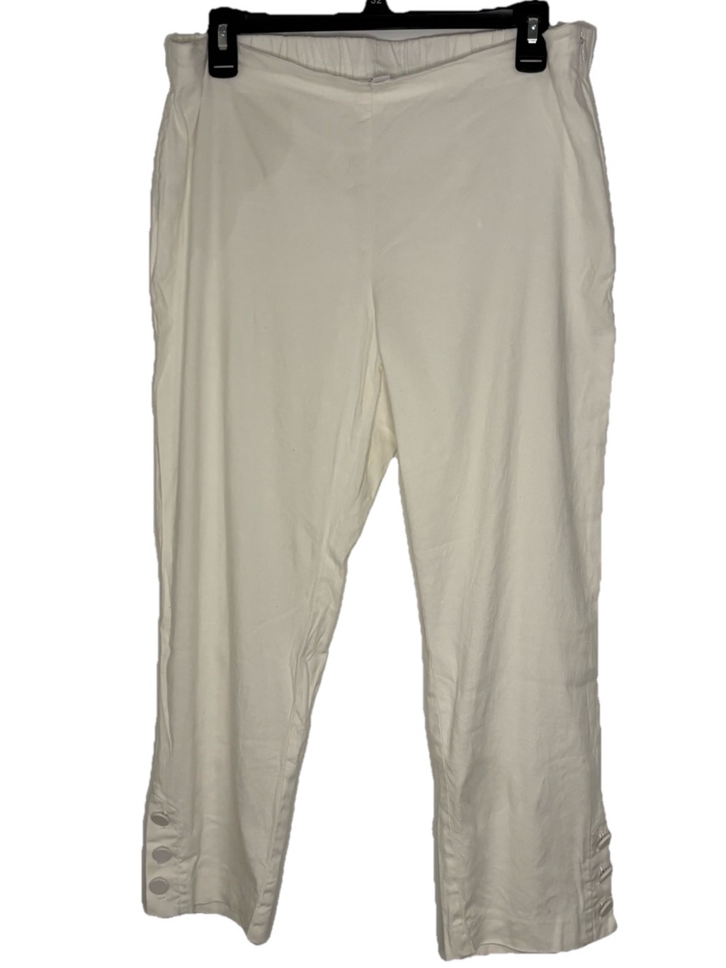 J. Jill Linen Stretch Pull-On Crop Capri Pants Side Button Cuff White Sz M P